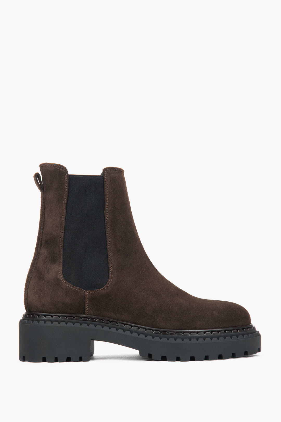 Plateau-Chelsea-Boots in Sattelbraun aus italienischem Velours Estro ER00118128.