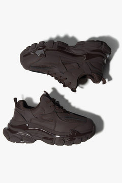 Sattelbrauner Damen-Sneaker low mit markanter Chunky-Plateausohle ES8 ER00114314.
