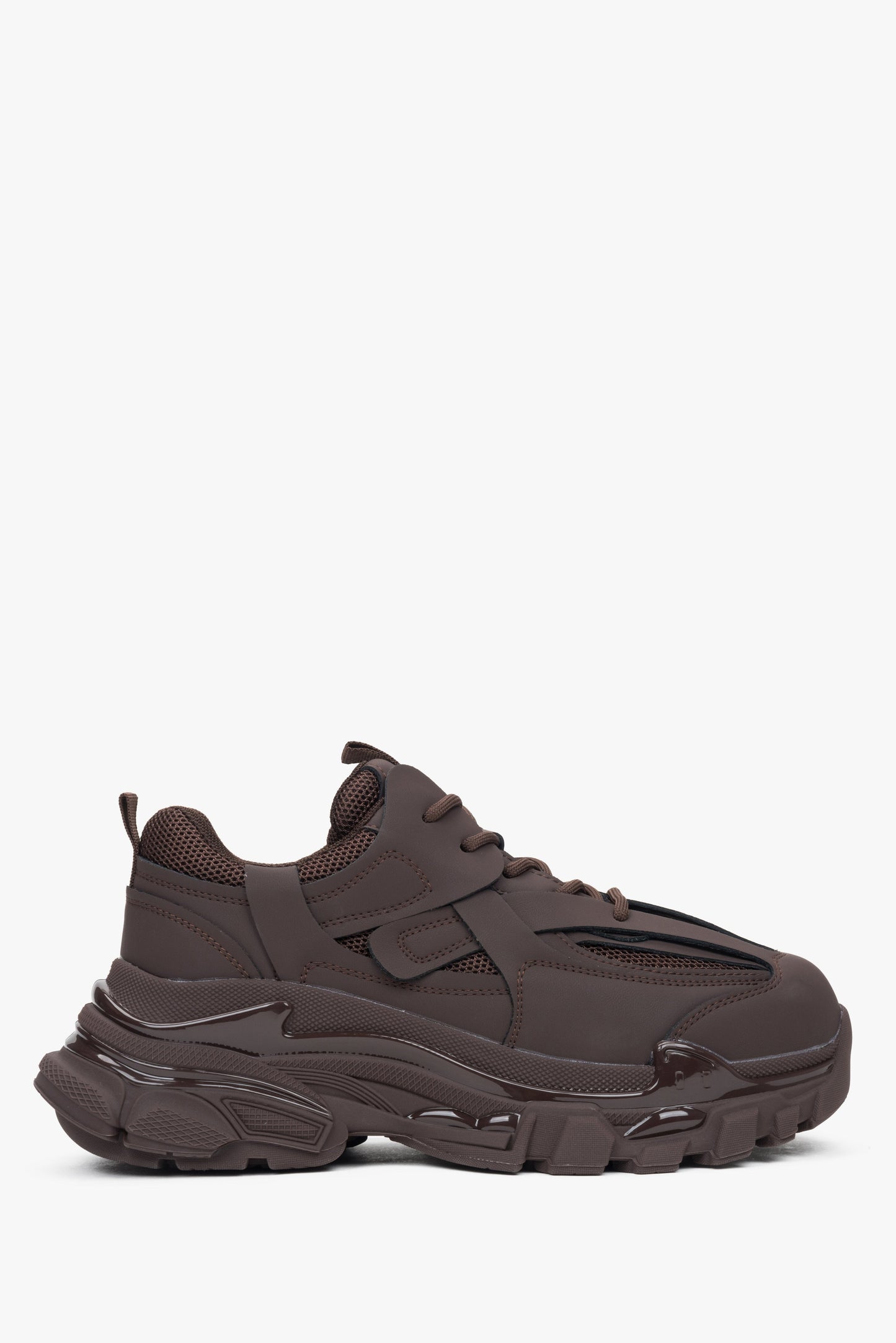 Sattelbrauner Damen-Sneaker low mit markanter Chunky-Plateausohle ES8 ER00114314.