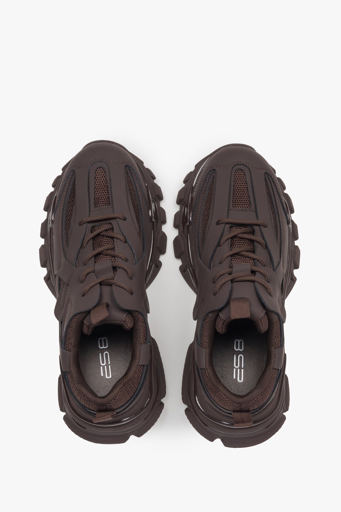 Damen-Sneaker ES8 in Dunkelbraun mit Schnürung für Frühling und Herbst – Ansicht von oben.