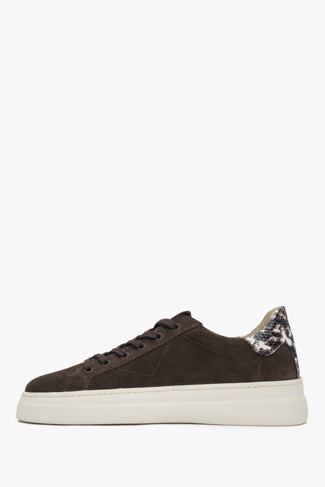 Animal-Print-Sneaker für Damen: Estro, sattelbraunes italienisches Velours.
