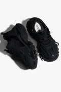 Schwarze Damen Plateau-Sneaker aus echtem Leder ES8 ER00115758.