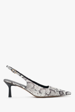 Damen Slingback-Pumps aus schwarzem und grauem Leder, Estro ER00117230