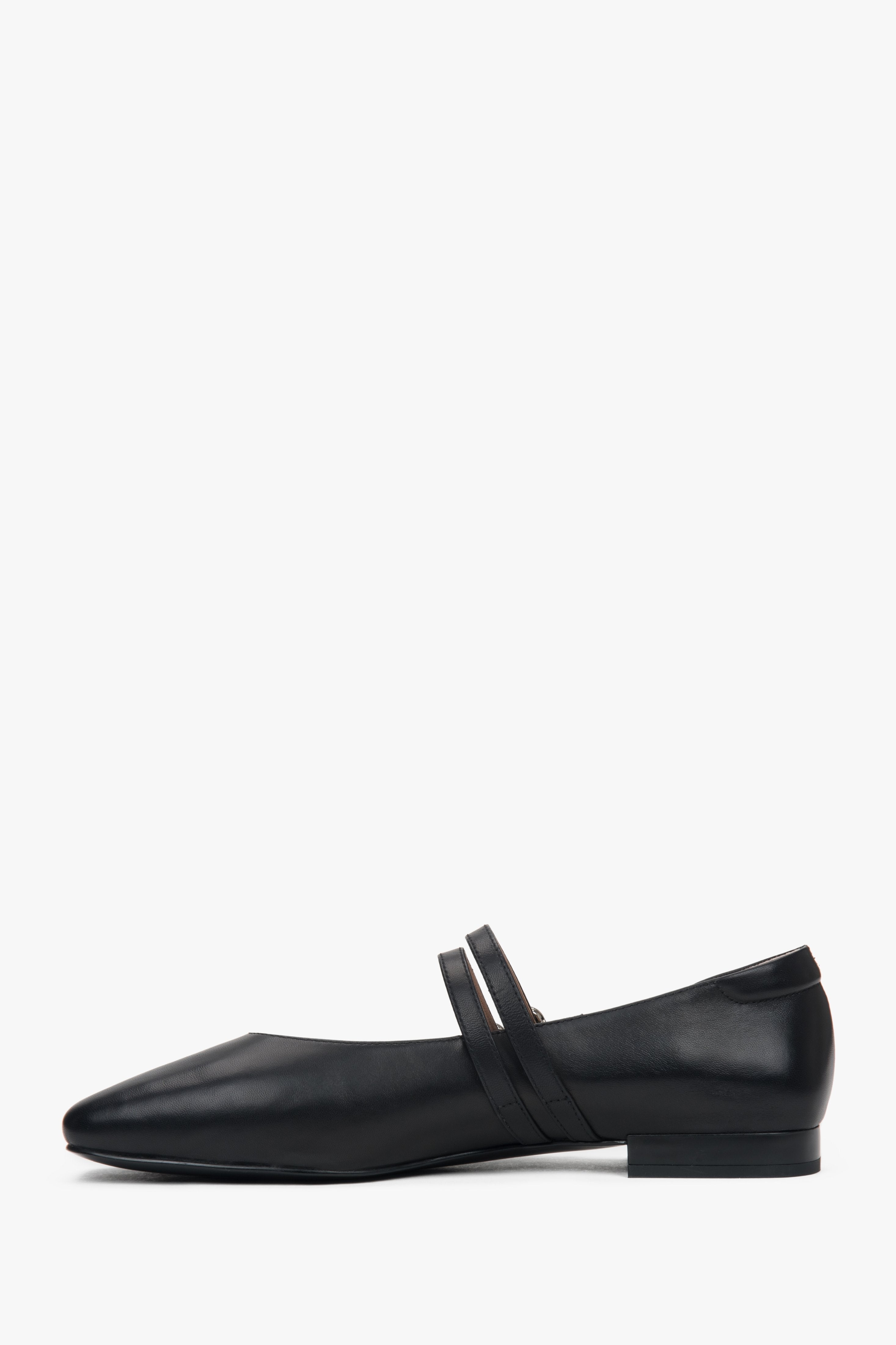 Klassische schwarze Leder Ballerinas für Damen mit Schnallenverschluss Estro ER00117152