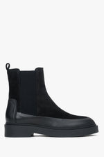 Schwarze Damen-Chelsea-Boots aus italienischem Velours und Glattleder Estro ER00118129.