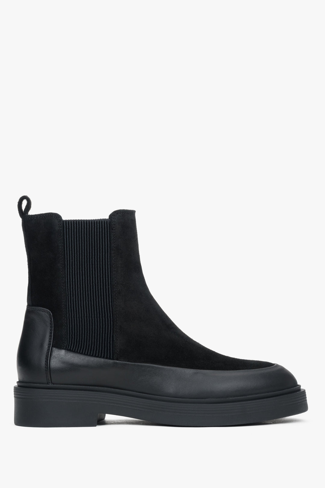 Schwarze Damen-Chelsea-Boots aus italienischem Velours und Glattleder Estro ER00118129.