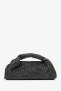 Schwarze Damen-Abendtasche mit Kristallbesatz und strukturiertem Griff Estro ER00116811.