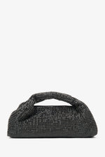 Schwarze Damen-Abendtasche mit Kristallbesatz und strukturiertem Griff Estro ER00116811.
