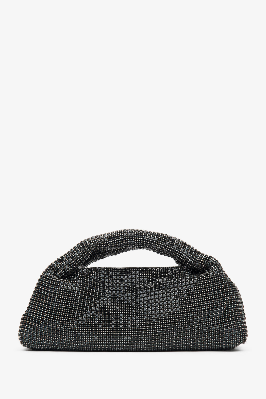 Elegante schwarze Abendtasche für Damen von Estro, verziert mit Kristallen und ausgestattet mit einem strukturierten Henkel.