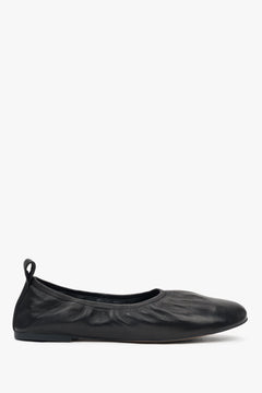 Elastische schwarze Ballerinas aus Echtleder für Damen.