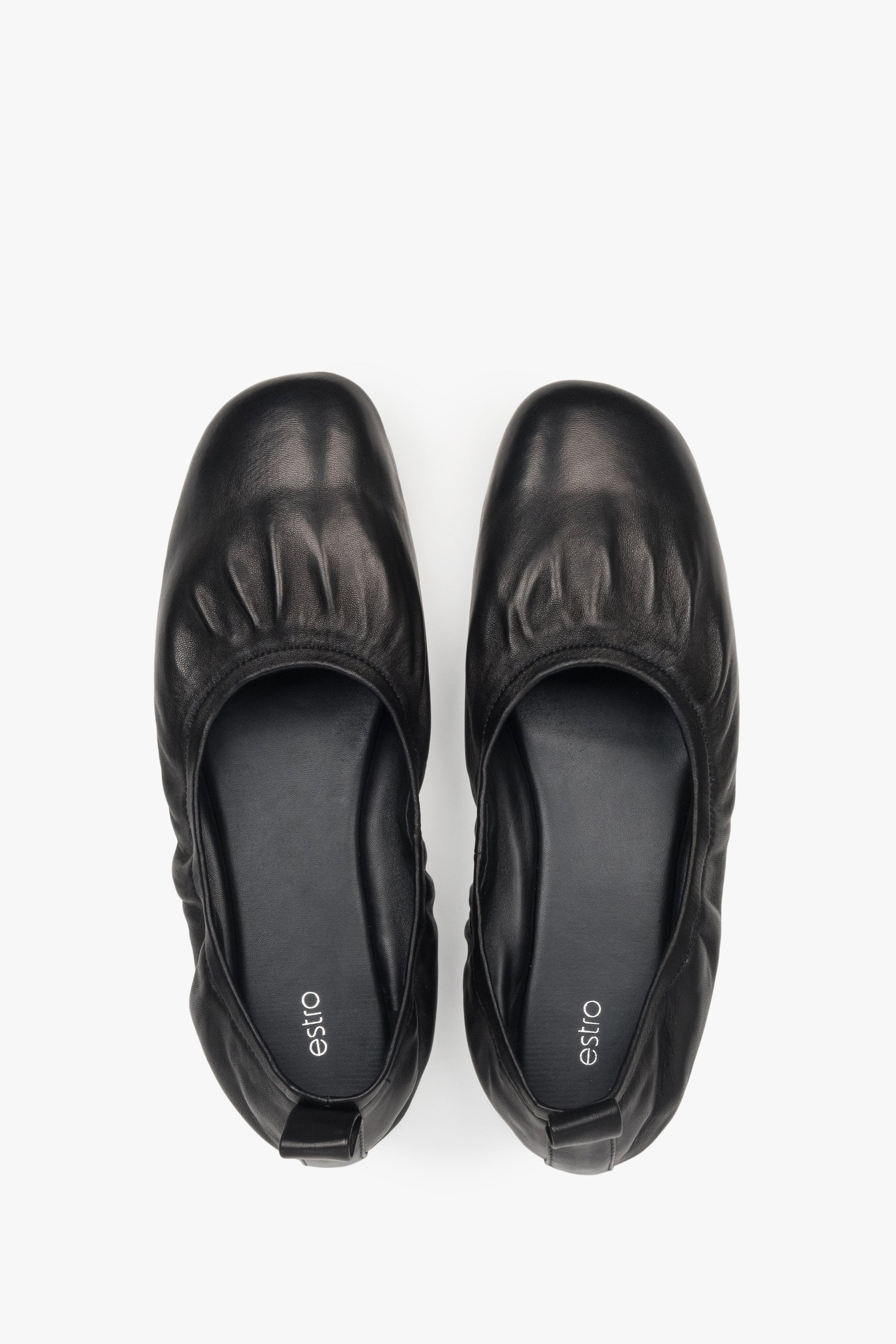 Elegante schwarze Ballerinas aus Echtleder für Damen.