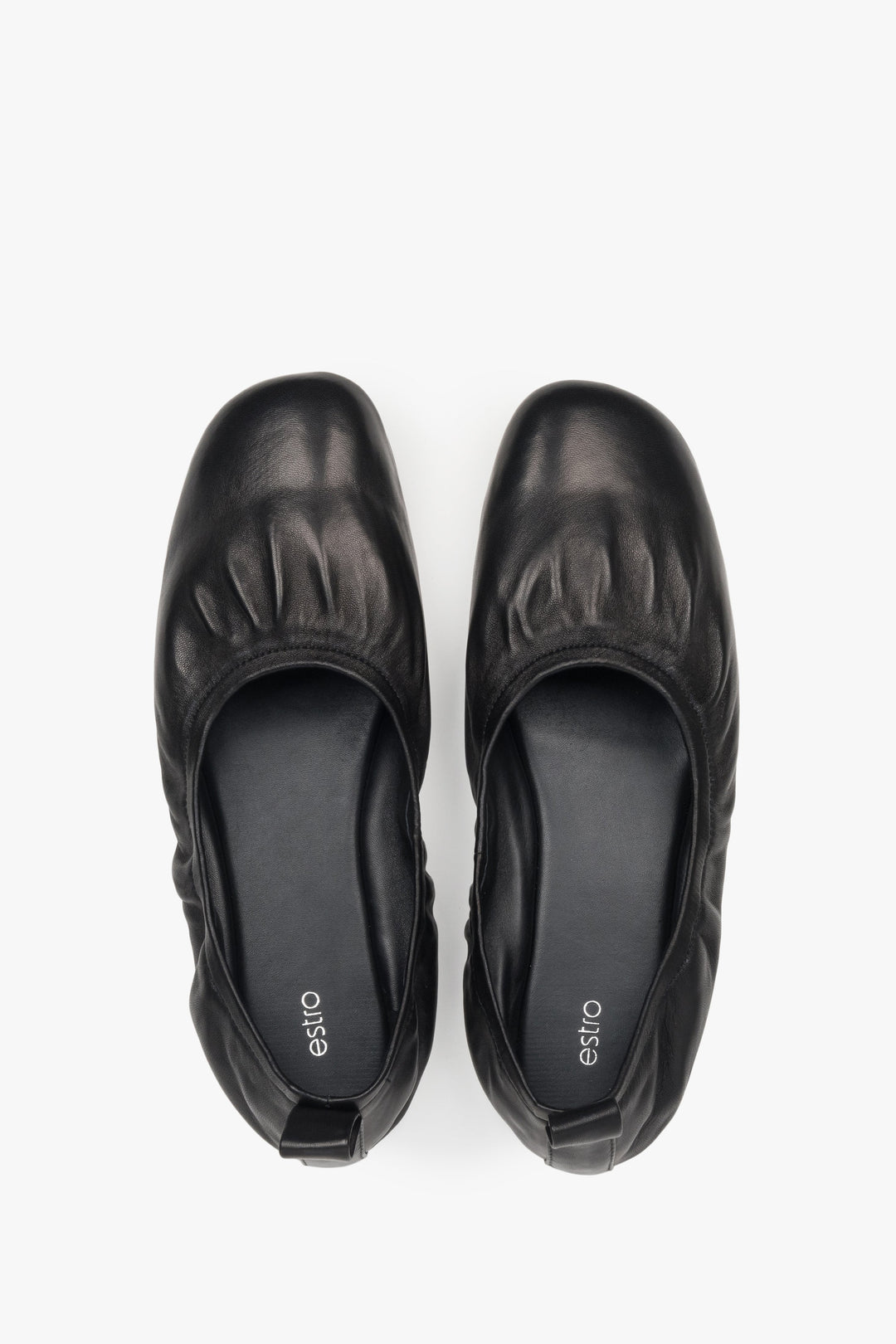 Elegante schwarze Ballerinas aus Echtleder für Damen.