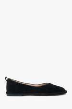 Schwarze Damen Ballerinas aus echtem Velours mit feiner Perforation – Estro ER00116922