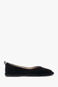 Schwarze Damen Ballerinas aus echtem Velours mit feiner Perforation – Estro ER00116922