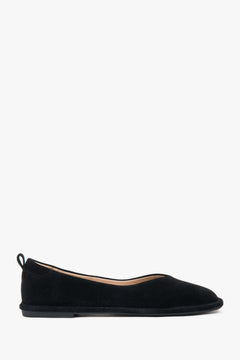 Schwarze Damen Ballerinas aus echtem Velours mit feiner Perforation – Estro ER00116922