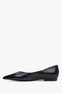Damen-Ballerinas aus echtem Leder in Schwarz mit spitzer Zehenpartie Estro ER00115896