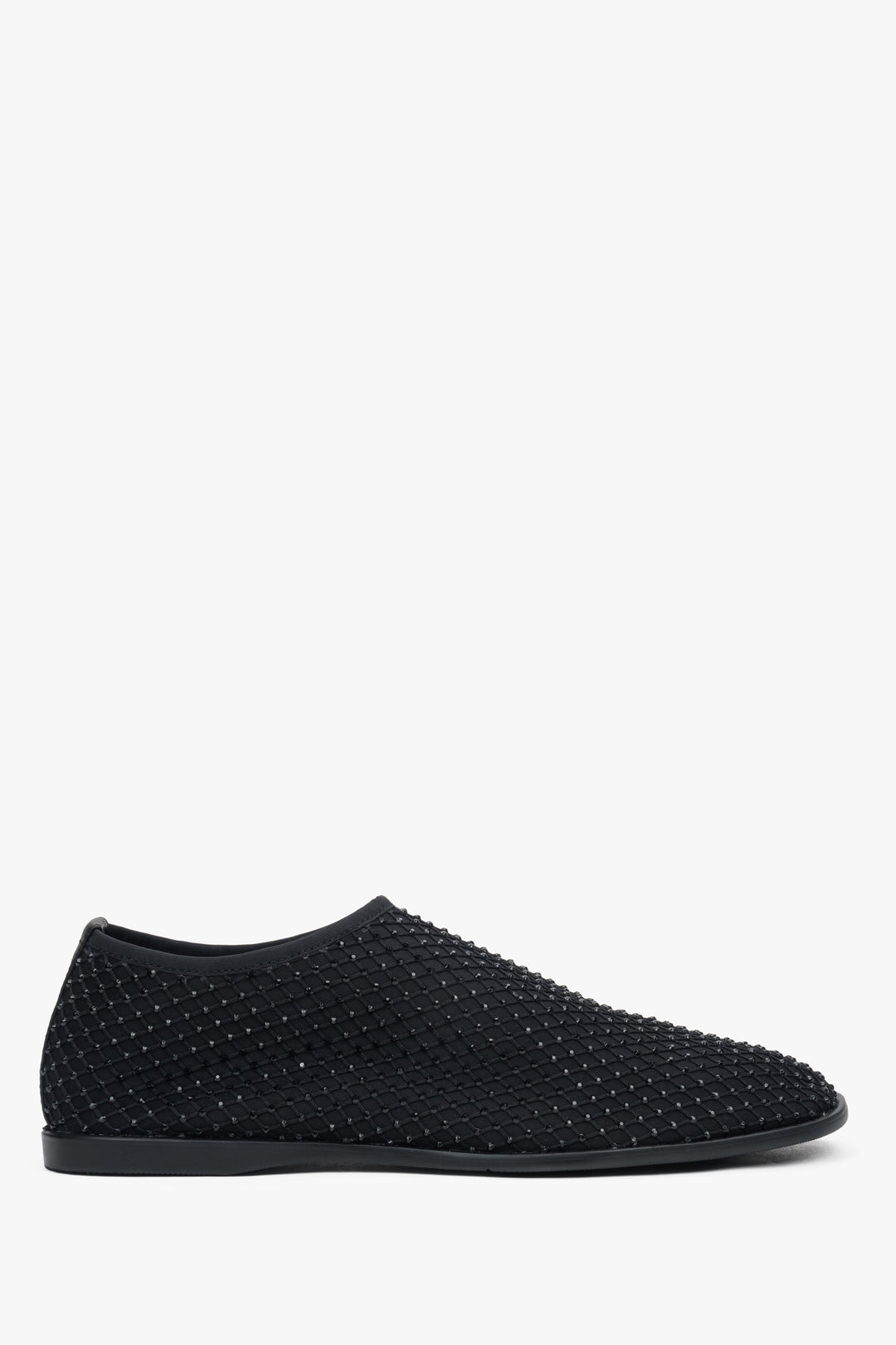 Damen-Ballerinas aus schwarzem Mesh mit Strasssteinen, Estro ER00117210