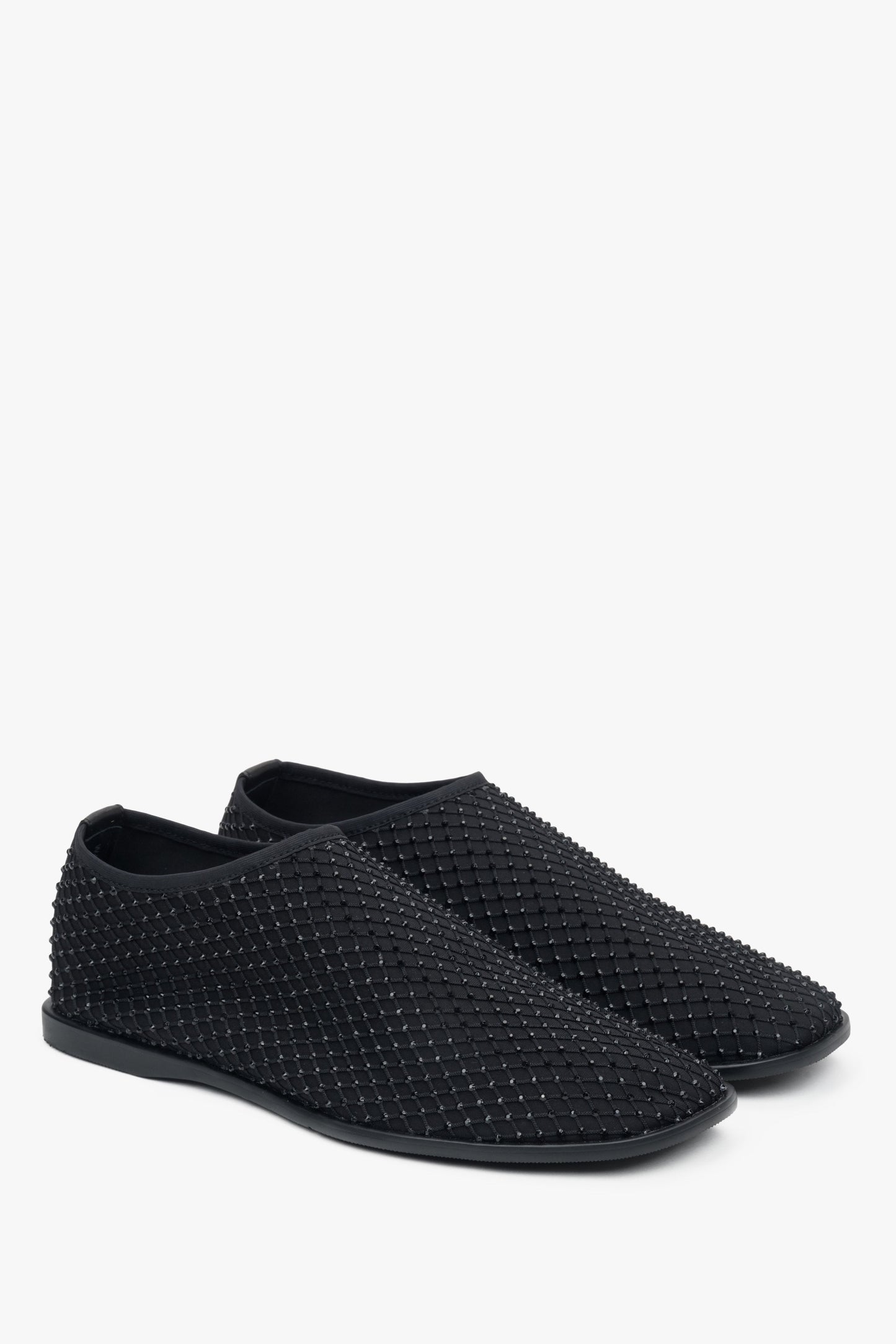 Elegante schwarze Slip-On-Ballerinas mit Glitzerdetails, Estro ER00117210