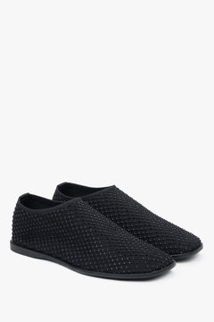 Elegante schwarze Slip-On-Ballerinas mit Glitzerdetails, Estro ER00117210