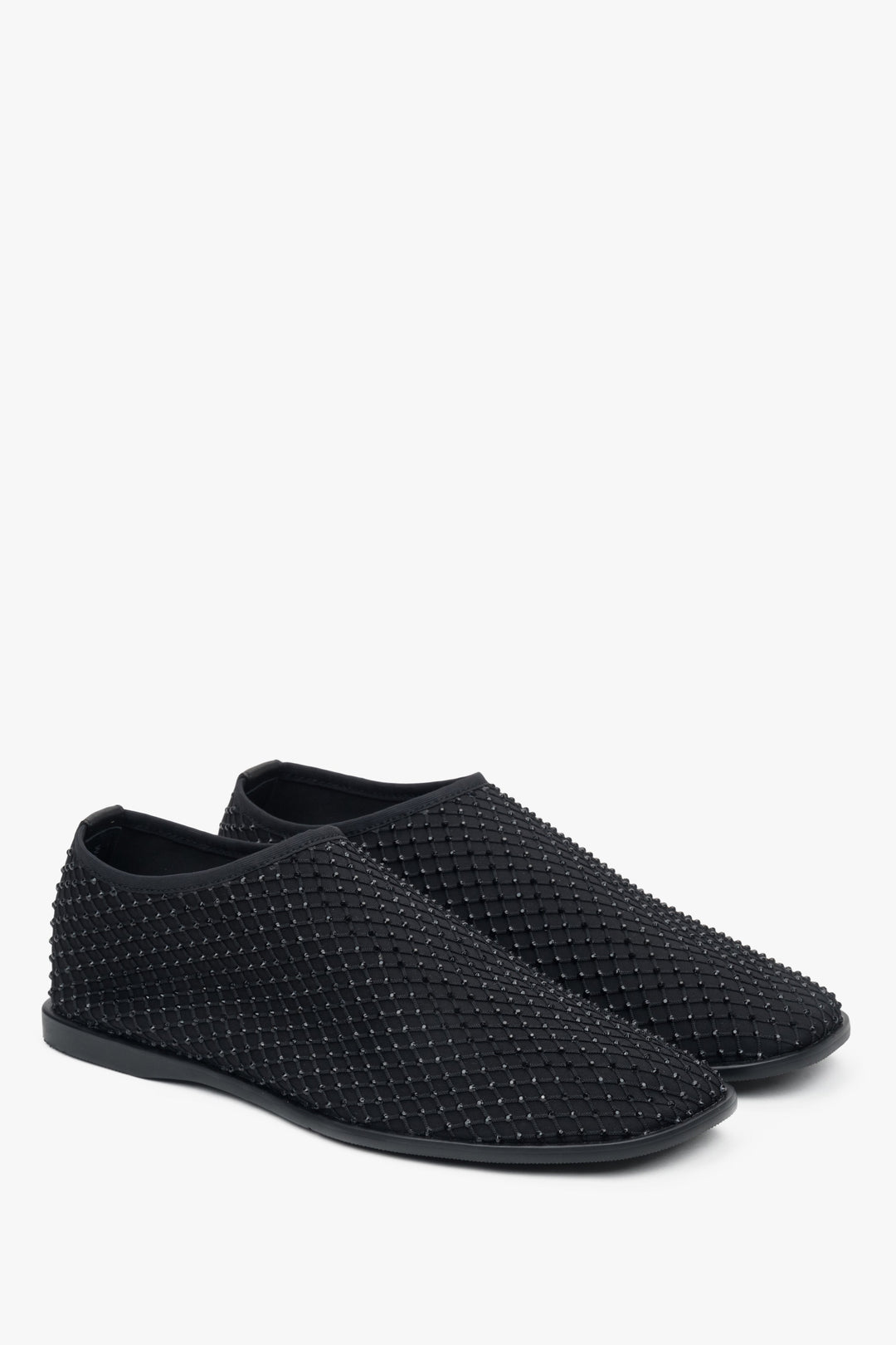 Elegante schwarze Slip-On-Ballerinas mit Glitzerdetails, Estro ER00117210