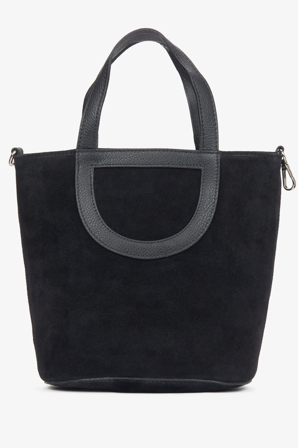 Schwarze Damen-Beuteltasche aus edlem italienischem Velours Estro ER00116698.