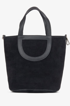Schwarze Damen-Beuteltasche aus edlem italienischem Velours Estro ER00116698.