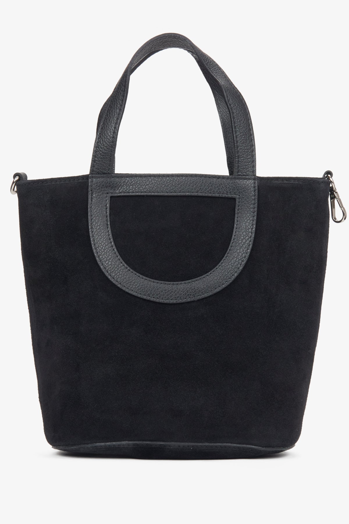 Schwarze Damen-Beuteltasche aus edlem italienischem Velours Estro ER00116698.