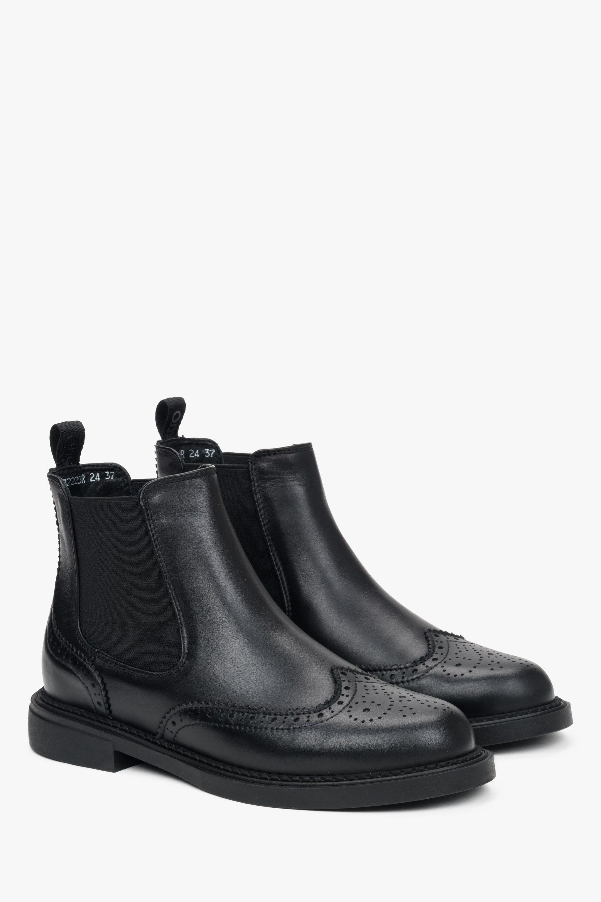Niedrig geschnittener Damen-Chelsea-Boot aus italienischem Premium-Leder in Schwarz Estro ER00116389.