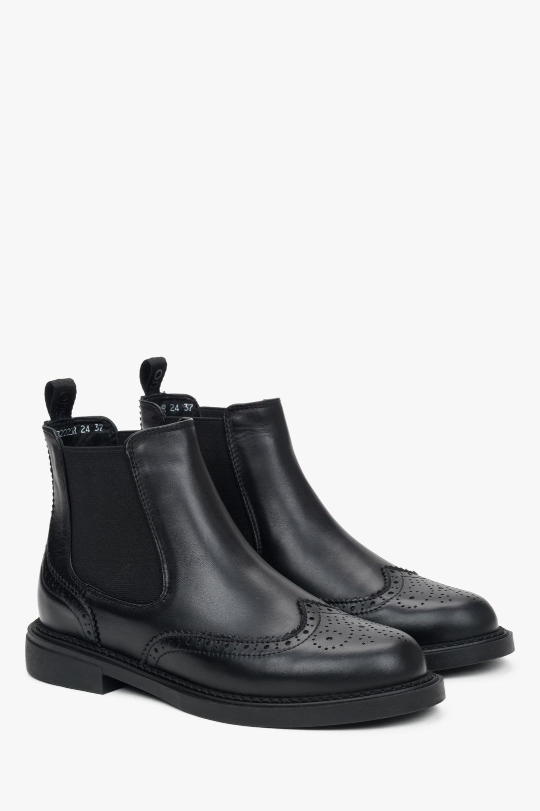 Niedrig geschnittener Damen-Chelsea-Boot aus italienischem Premium-Leder in Schwarz Estro ER00116389.