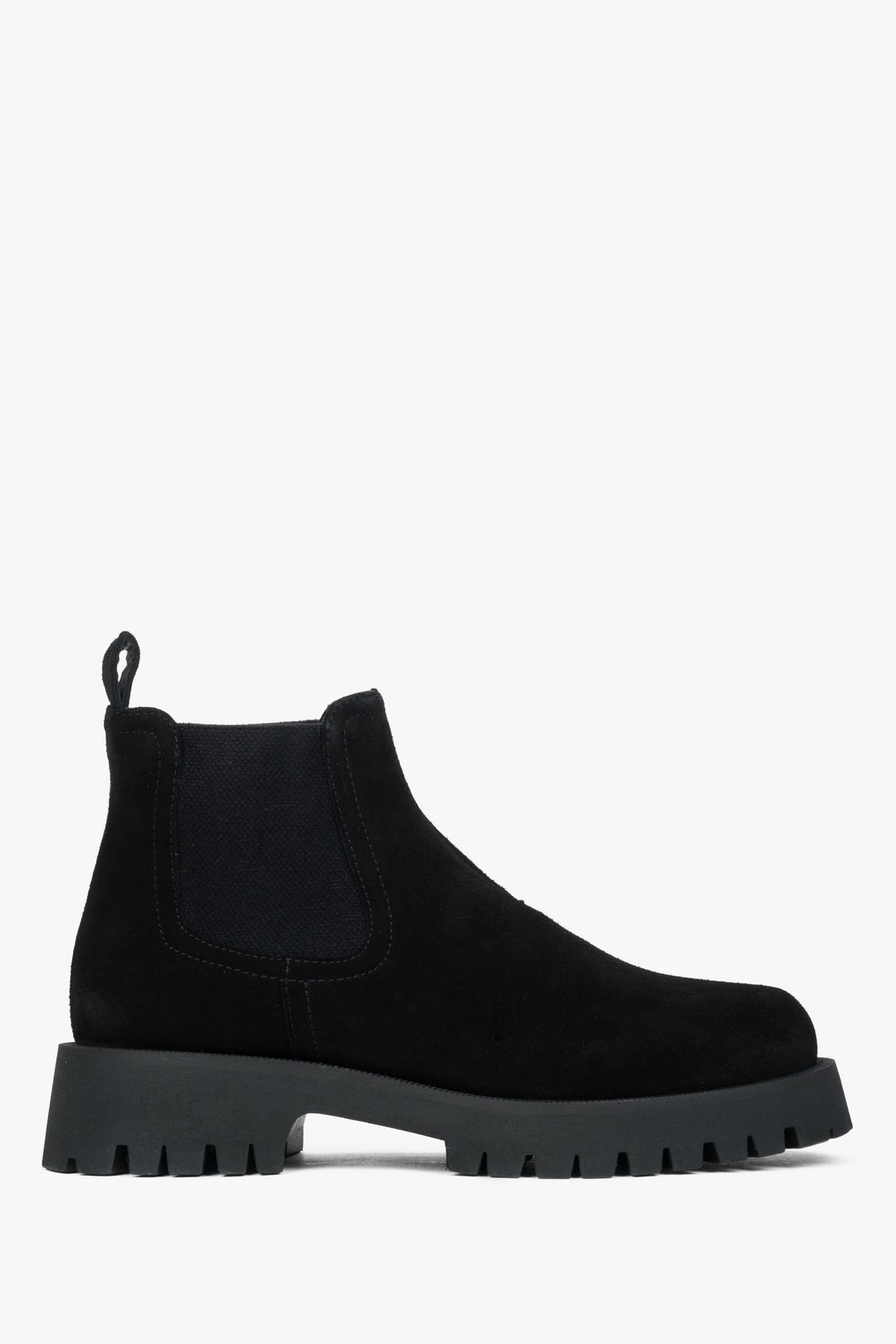 Schwarzer Damen-Chelsea-Boot aus edlem italienischem Velours Estro ER00116253.