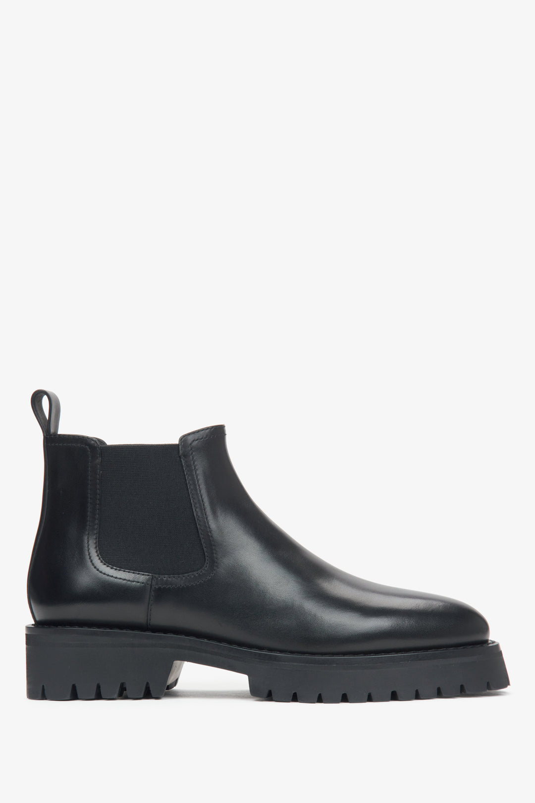 Niedriger Damen-Chelsea-Boot aus schwarzem Echtleder Estro ER00115968.