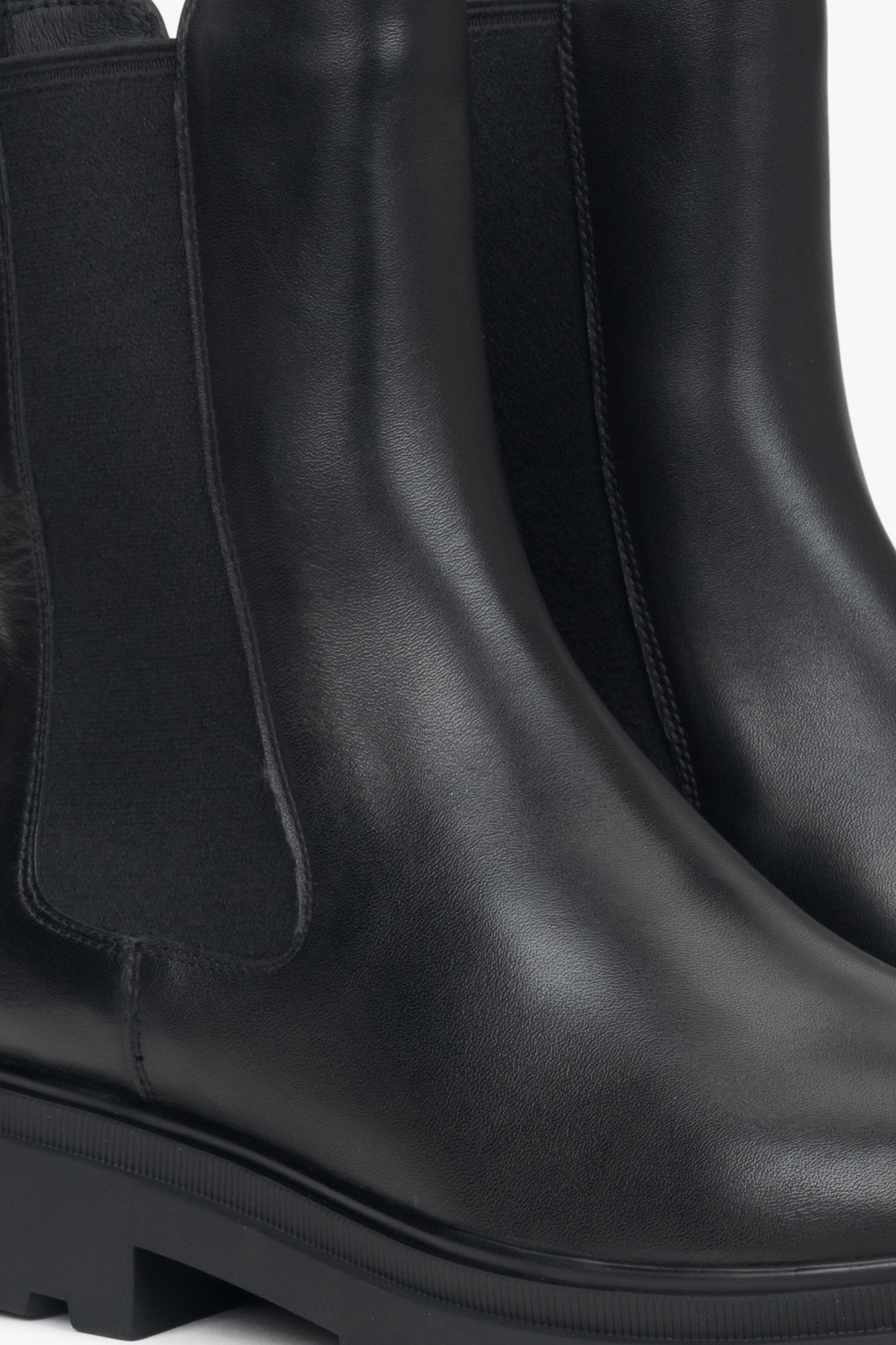 Schwarze Damen Winter-Chelsea-Boots aus echtem Leder Estro ER00116137