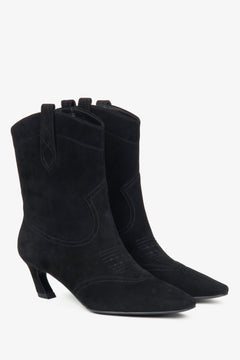 Damen-Cowboystiefel aus schwarzem Veloursleder Estro ER00116169