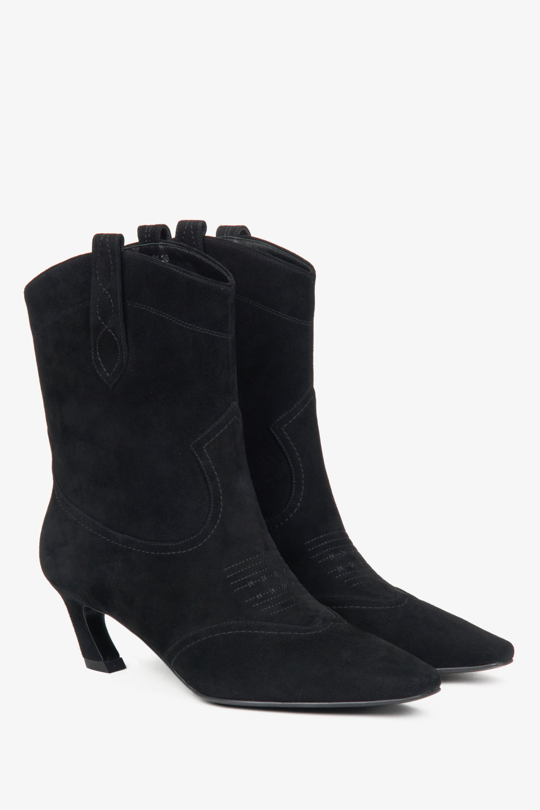 Damen-Cowboystiefel aus schwarzem Veloursleder Estro ER00116169
