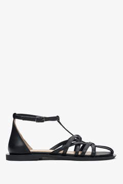 Schwarze Damen Fisherman Sandalen aus Leder Estro ER00117382.