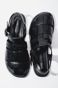 Schwarze Damen-Fisherman-Sandalen aus Leder Estro ER00119384.
