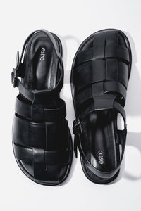 Schwarze Damen-Fisherman-Sandalen aus Leder Estro ER00119384.