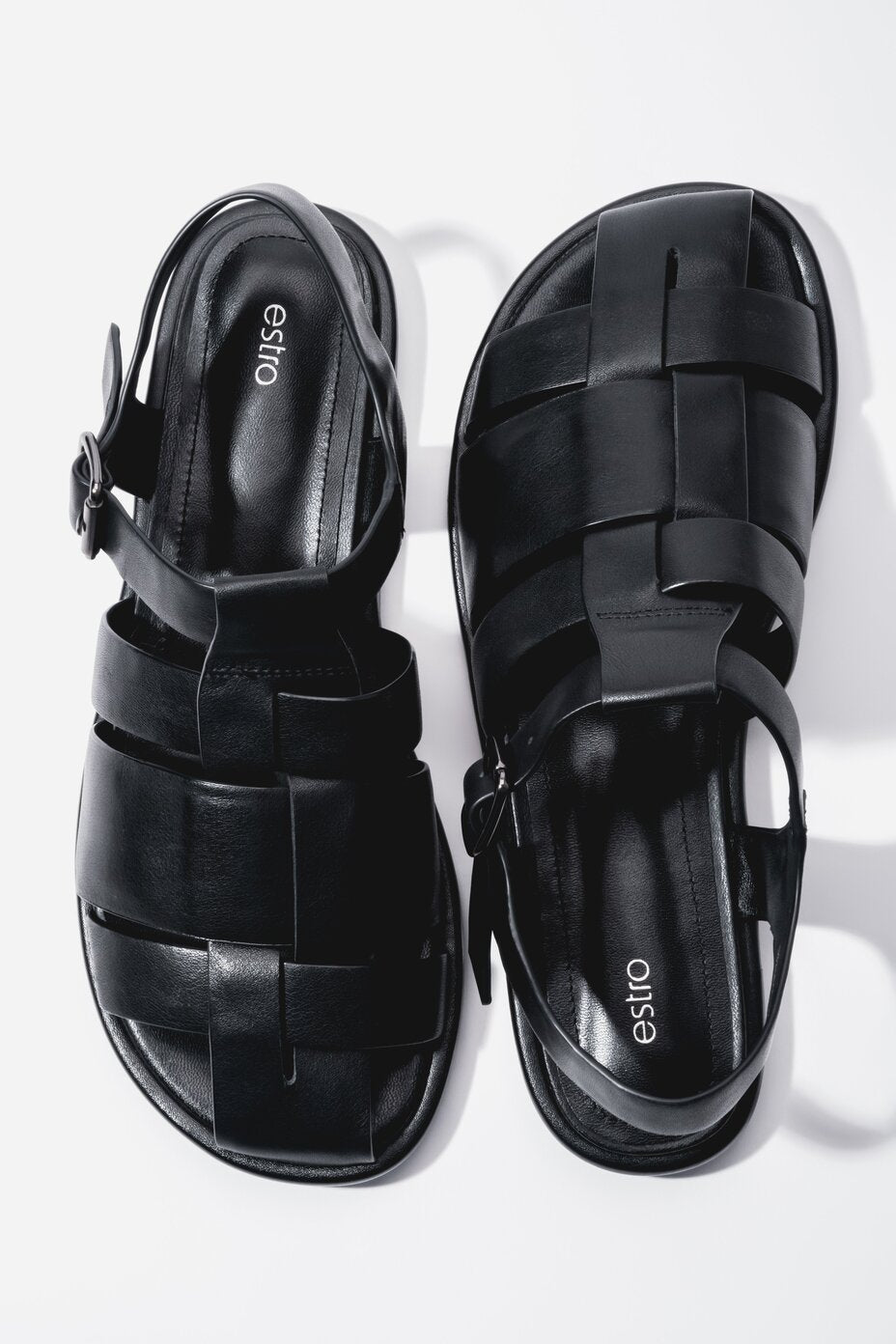 Schwarze Damen-Fisherman-Sandalen aus Leder Estro ER00119384.