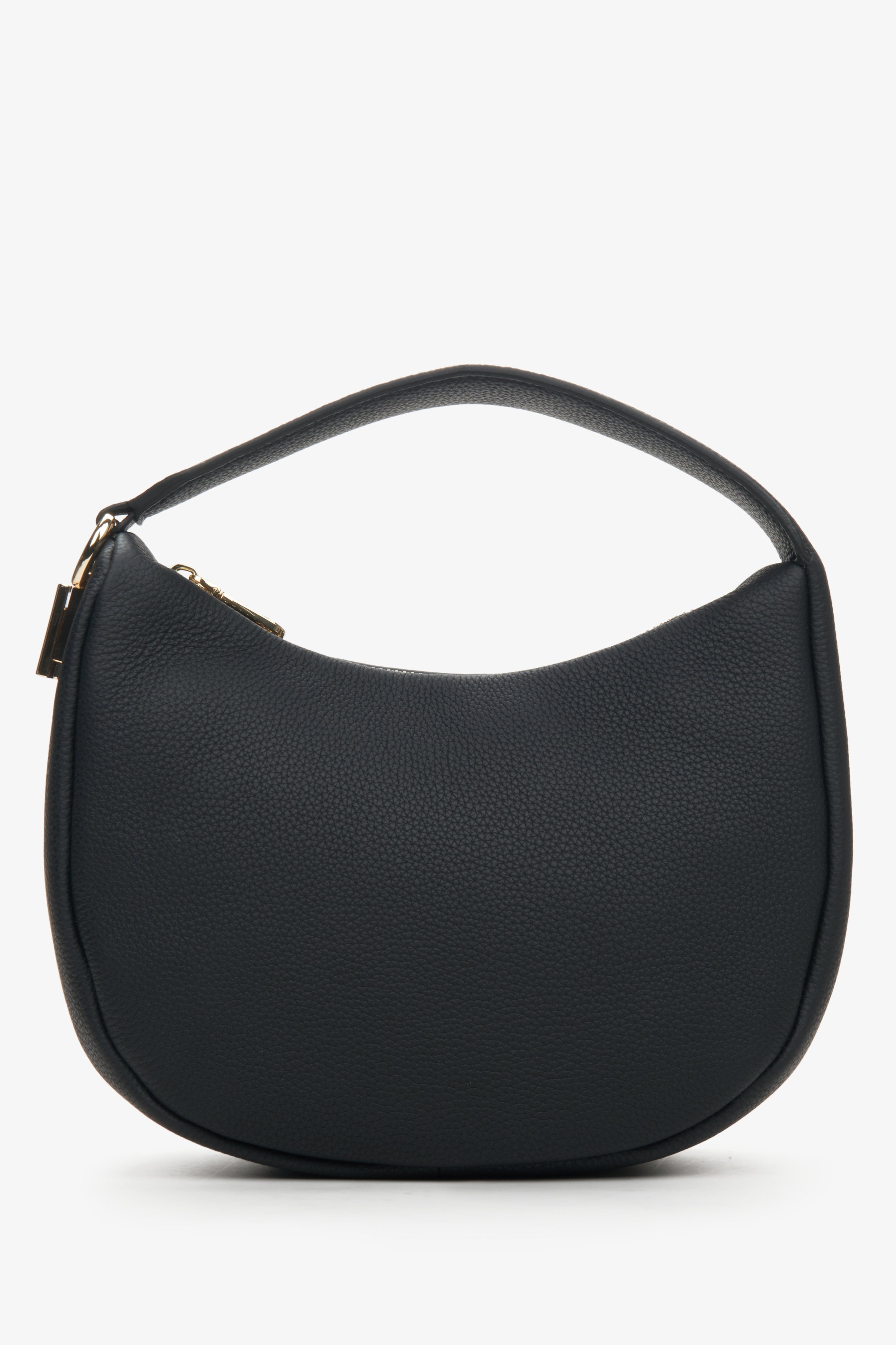 Schwarze Damen-Halbmondtasche aus echtem Leder Estro ER00114352.