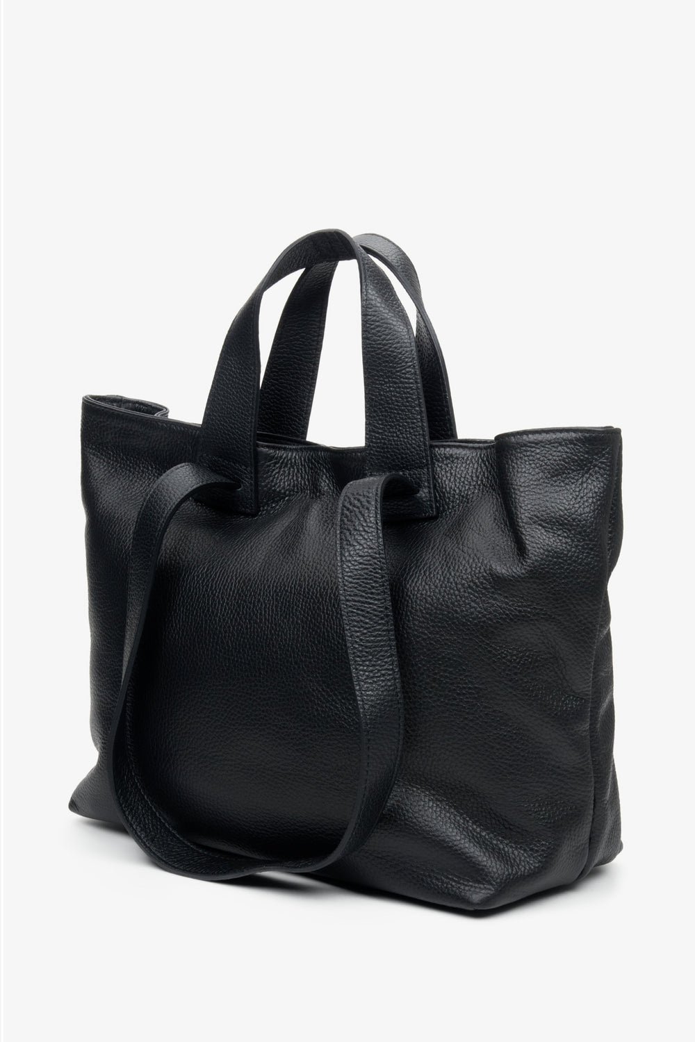 Schwarze Damen-Handtasche aus italienischem Echtleder Estro ER00111804.
