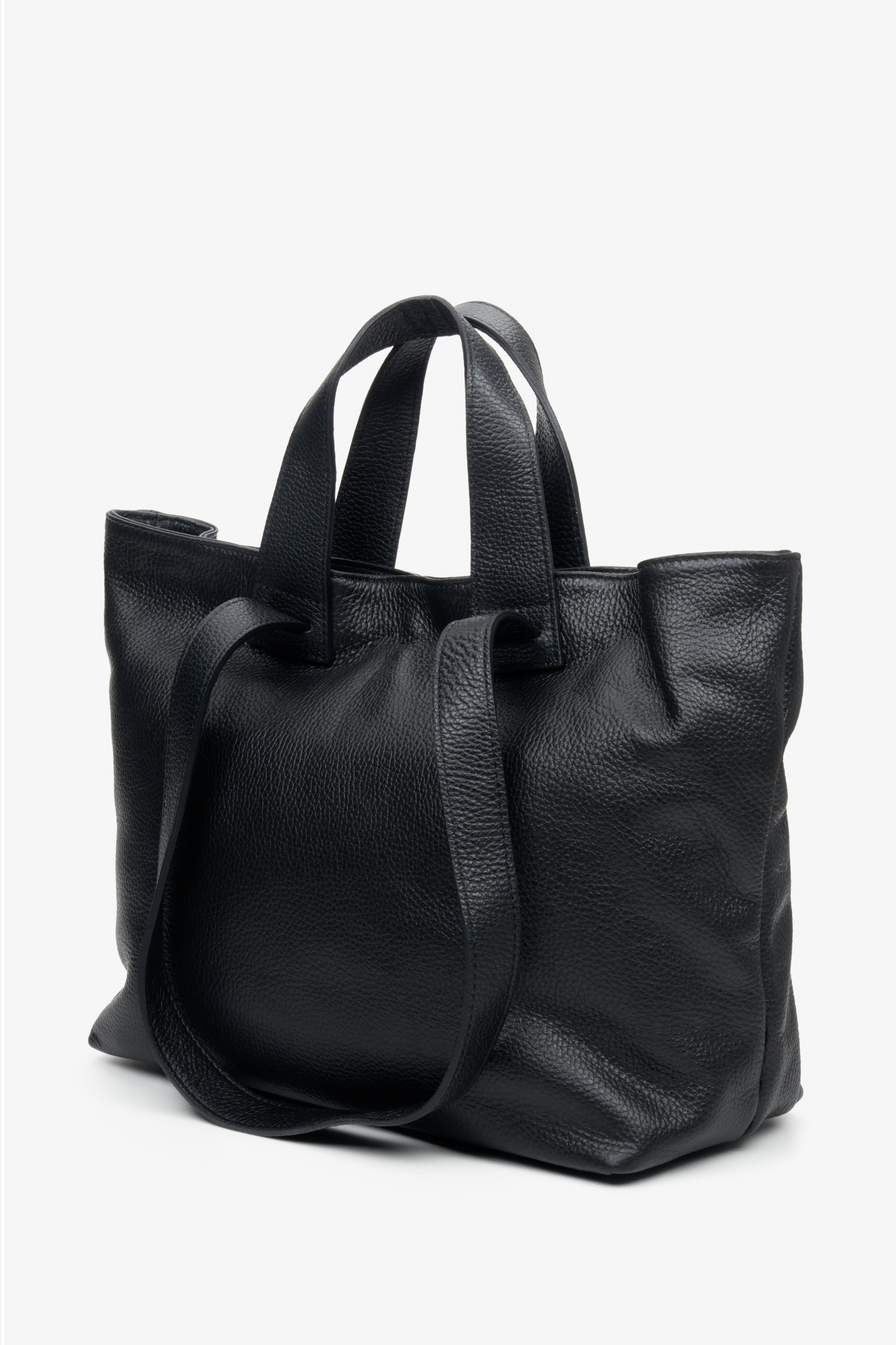 Schwarze Damen-Handtasche aus italienischem Echtleder Estro ER00111804.