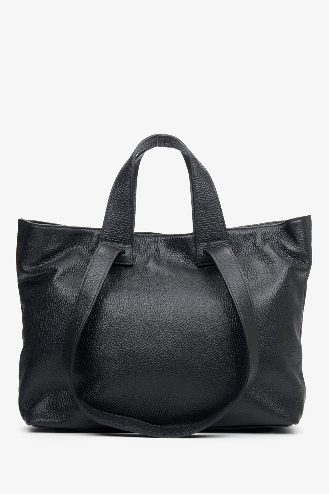 Handgefertigte schwarze Damenhandtasche aus Leder, hergestellt in Italien.
