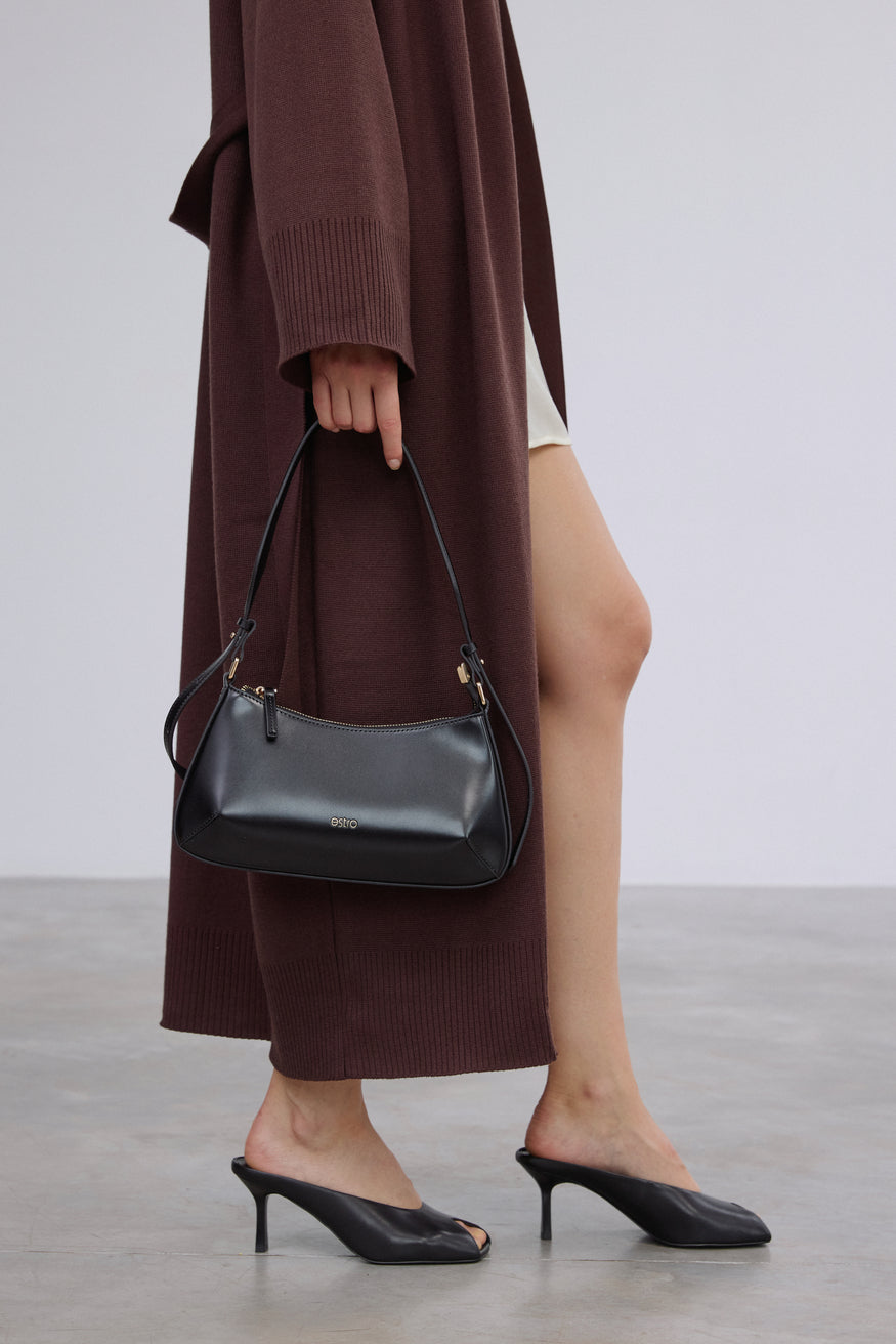 Elegante schwarze Lederhandtasche für Damen Estro ER00115787