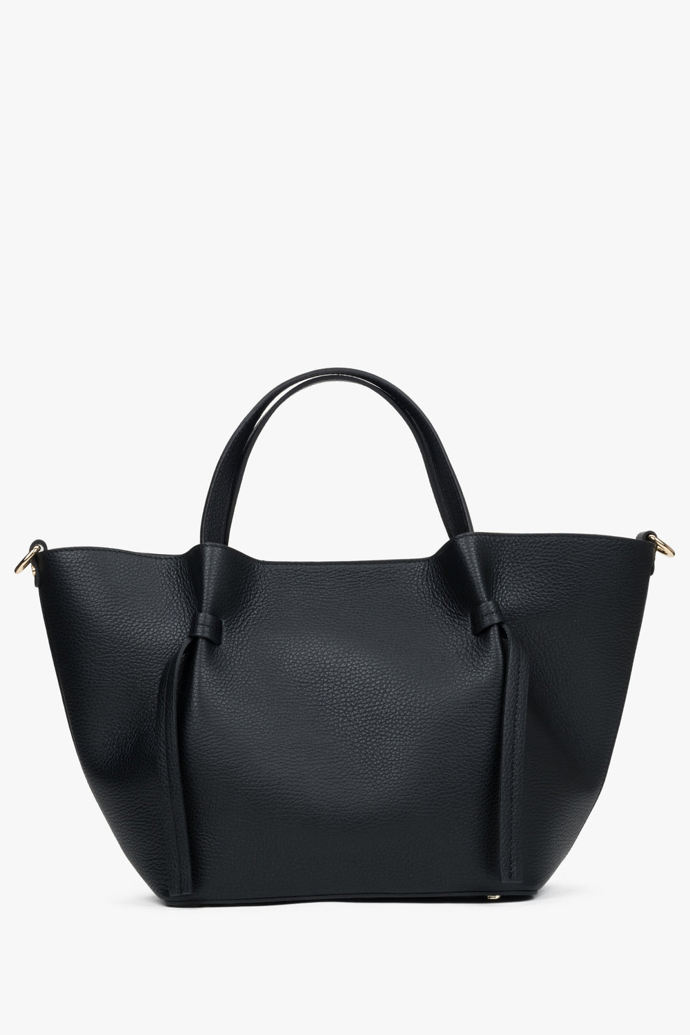 Schwarze Damen-Handtasche in Bootsform aus edlem italienischem Echtleder Estro ER00116351.