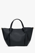 Schwarze Damen-Handtasche in Bootsform aus edlem italienischem Echtleder Estro ER00116351.