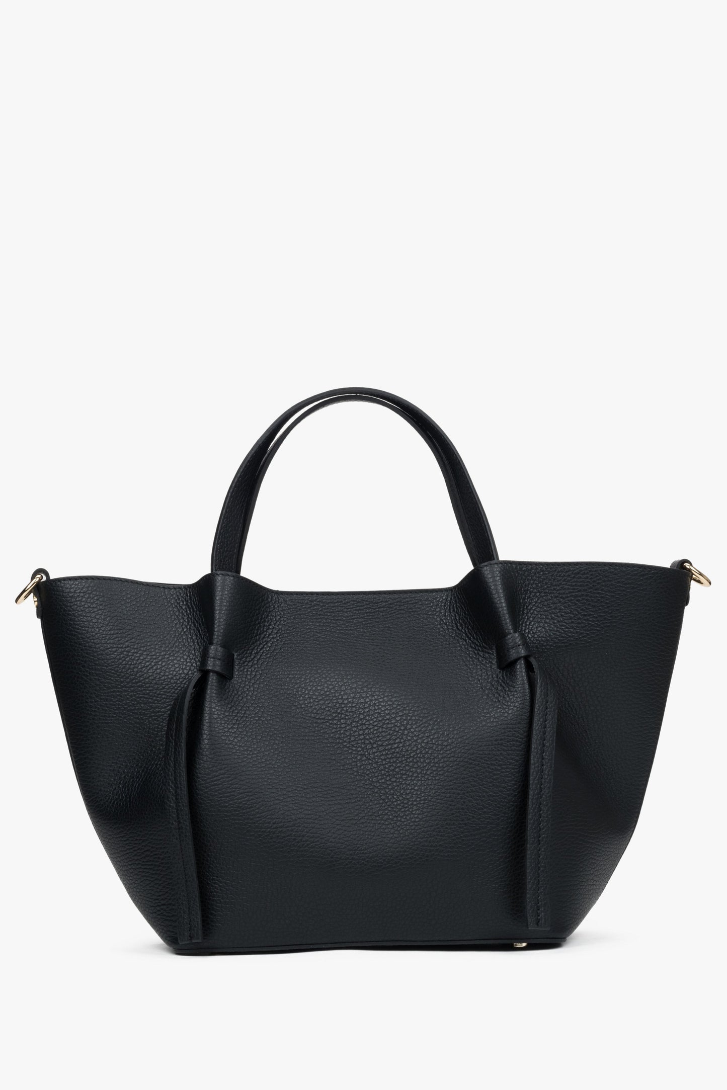 Schwarze Damen-Handtasche in Bootsform aus edlem italienischem Echtleder Estro ER00116351.