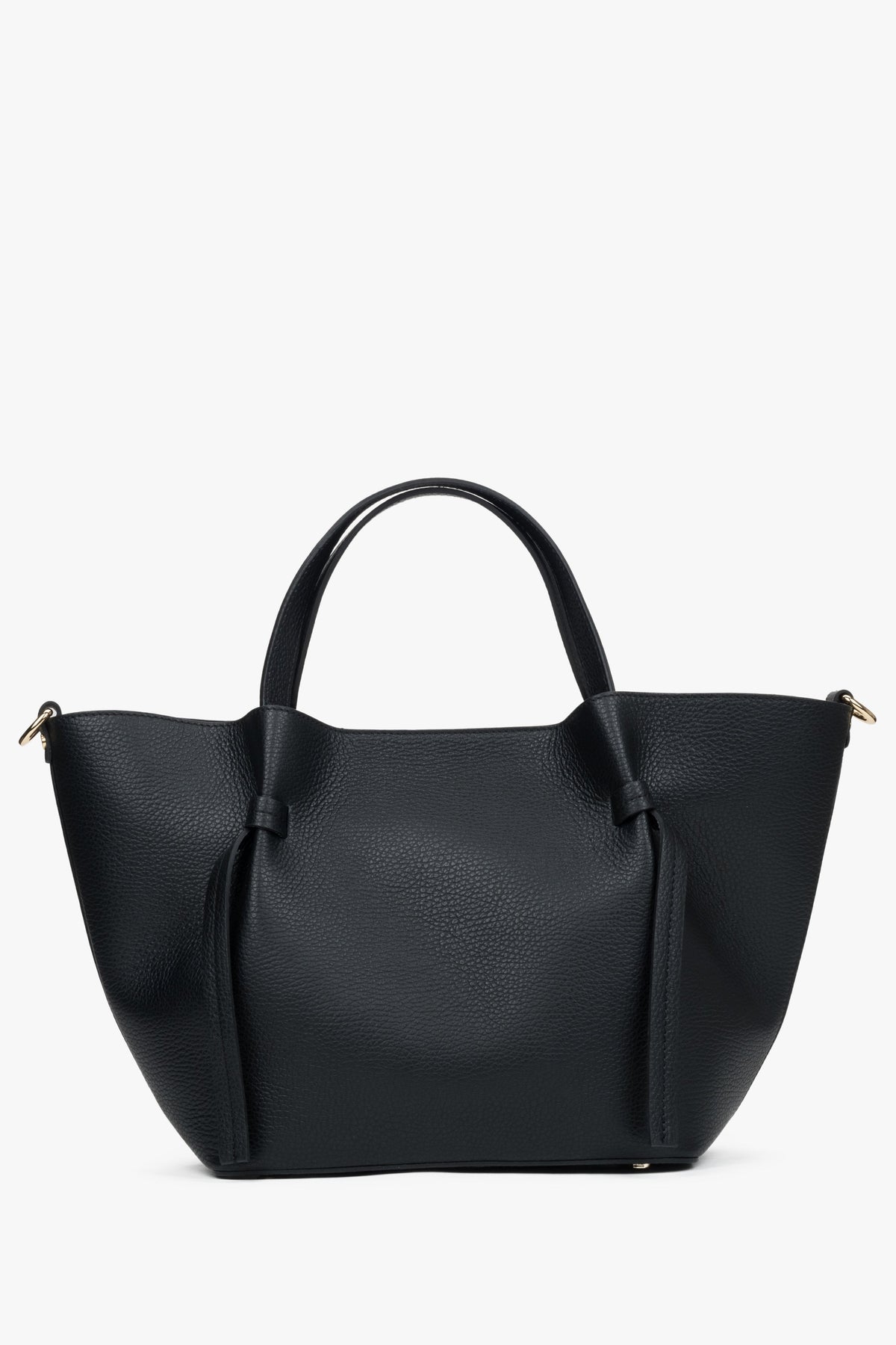 Schwarze Damen-Handtasche in Bootsform aus edlem italienischem Echtleder Estro ER00116351.
