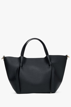 Schwarze Damen-Handtasche in Bootsform aus edlem italienischem Echtleder Estro ER00116351.