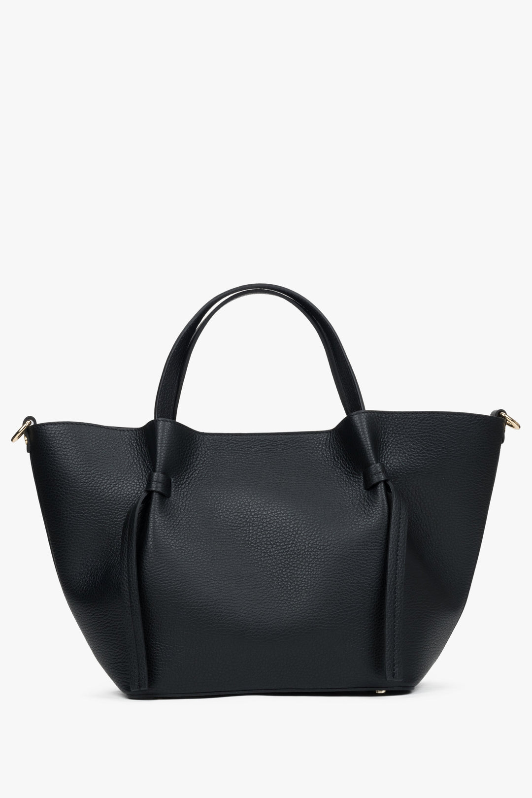 Schwarze Damen-Handtasche in Bootsform aus edlem italienischem Echtleder Estro ER00116351.