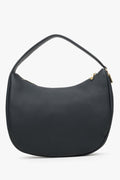 Schwarze Damen-Handtasche in Halbmondform aus echtem Leder Estro ER00114202.